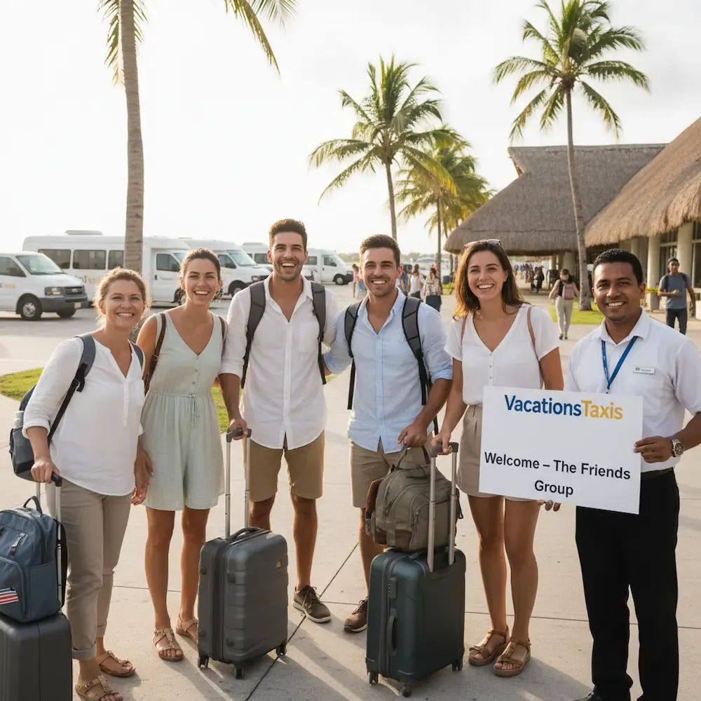 Friendly driver welcoming a group at Punta Cana airport – Dominican Republic airport transfers